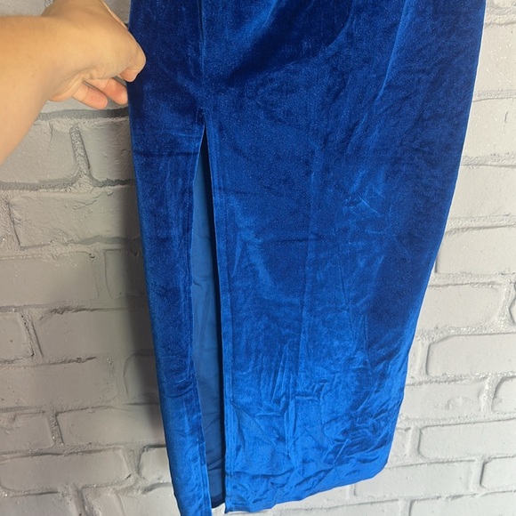 NEW Elegant Blue Velvet Dress size L - Picture 4 of 7